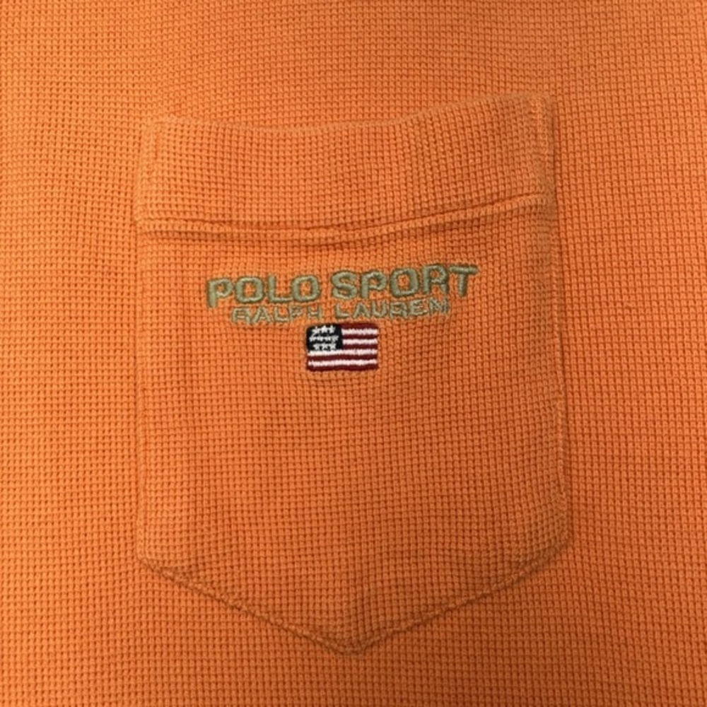 Ralph Lauren Polo Shirt XXL Orange Pocket Sport Cuffed Tipped Collar USA Flag - Picture 3 of 12